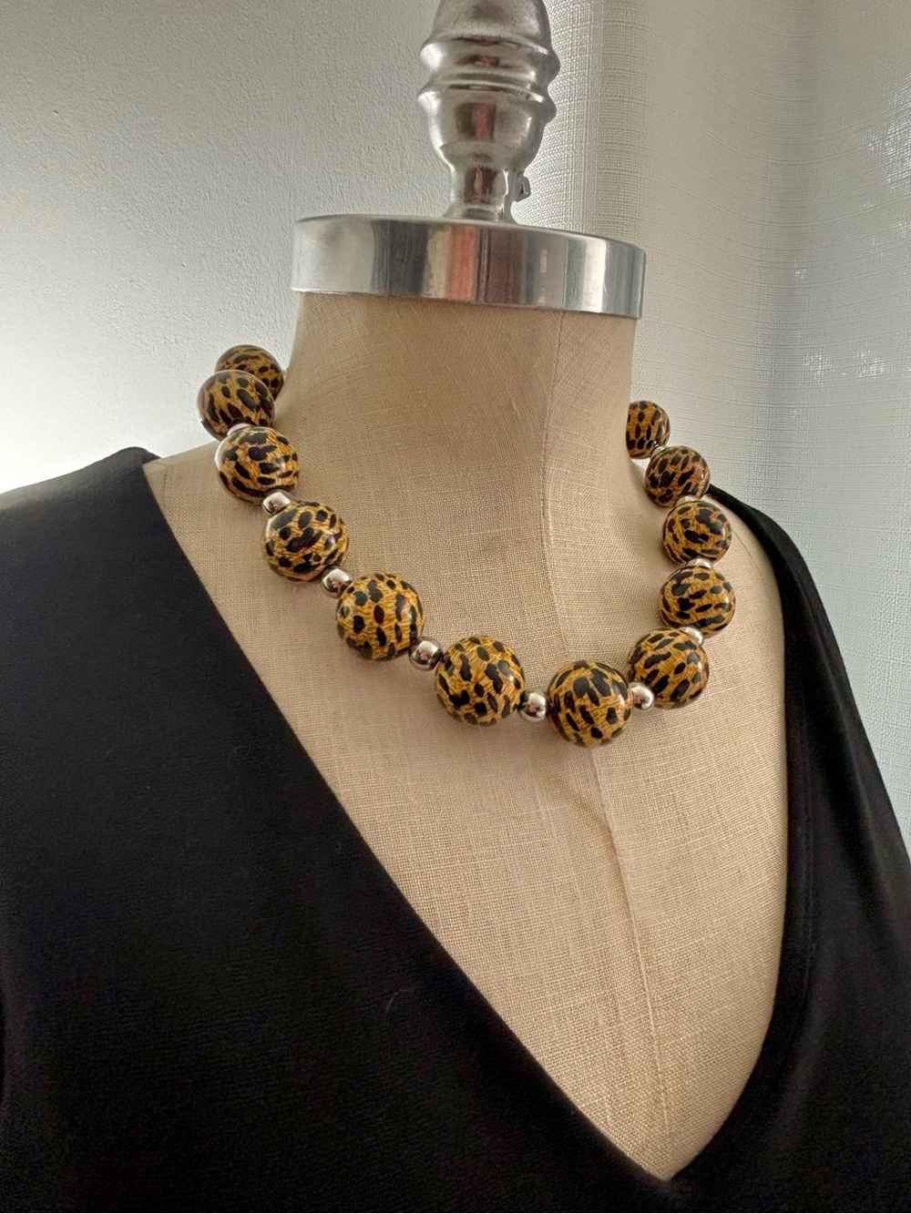 Dolce & Gabbana Jewels Leopard Print Beaded Necklace, NWT; Box included. - Picture 3 of 7
